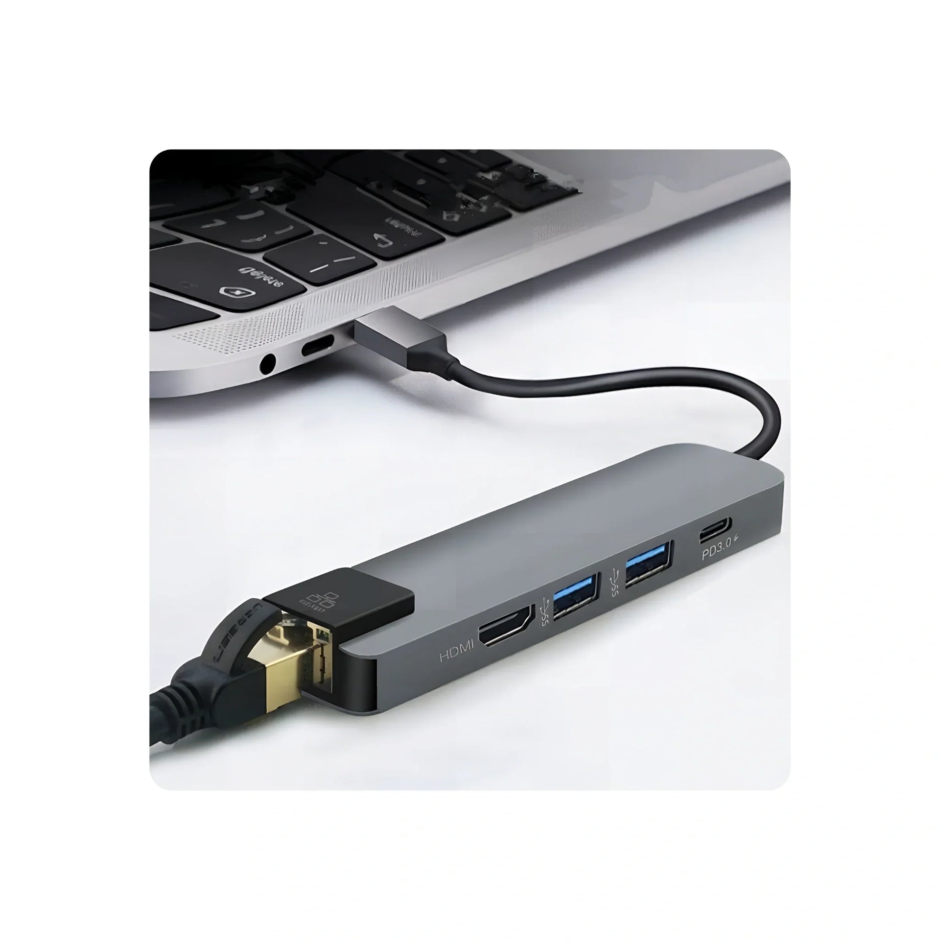 TYPE-C TO HDTV 5 IN 1 (LAN + TYPE-C + USB 3.0x2)